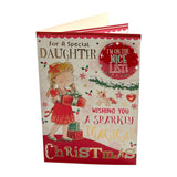 For a Special Daughter Sparkly Magical Christmas Card with Badge