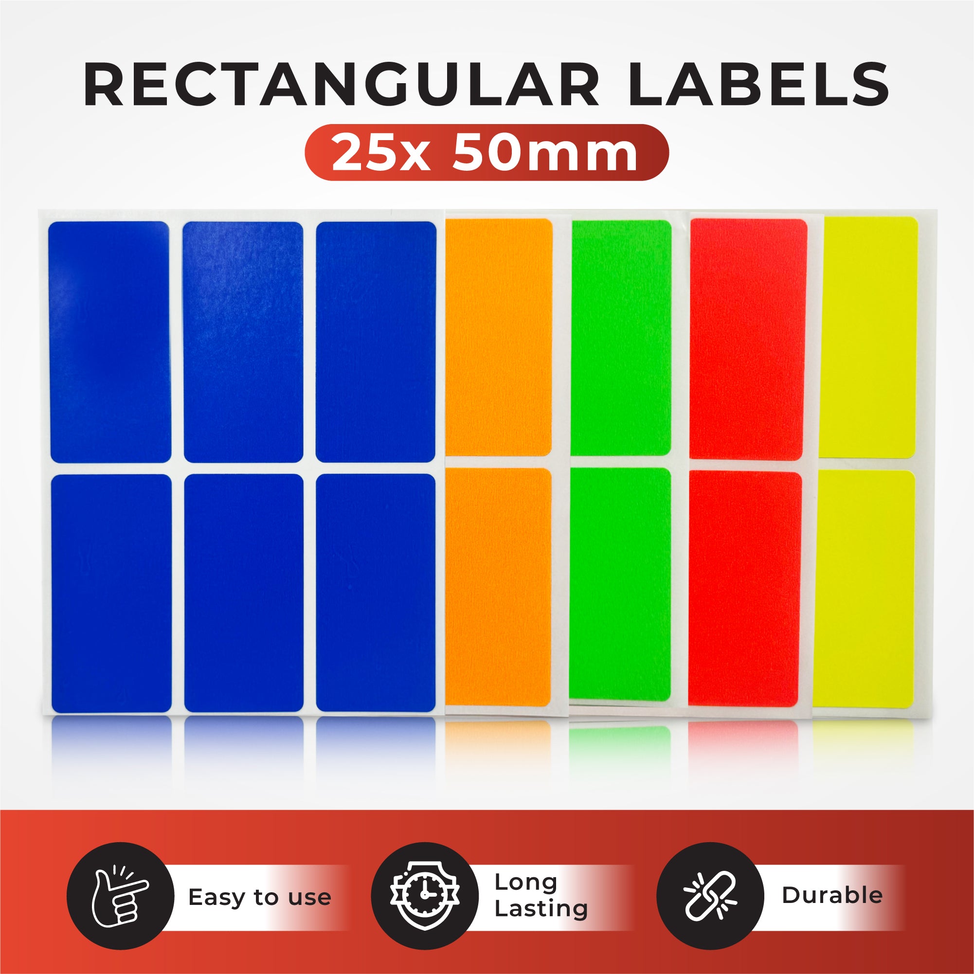 Pack of 48 White 25x50mm Rectangular Labels - Adhesive Stickers - Send 2 Packs