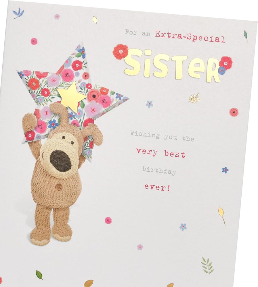 Boofle Holding A Big Star Sister Birthday Card