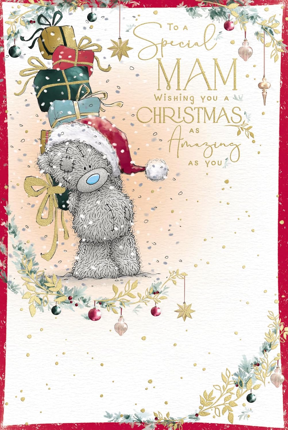 Bear With Stack Of Presents Special Mam Christmas Card