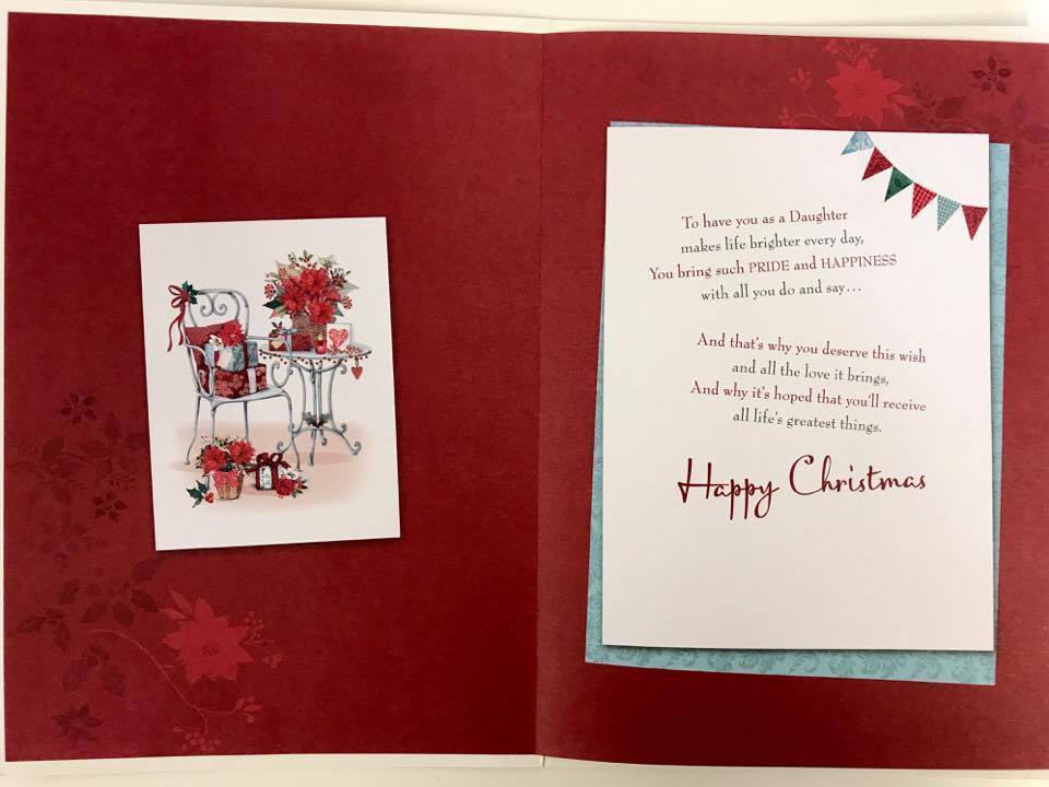 Nice Verse Colourful Glitter New Flower & Gift Christmas Card - DAUGHTER 