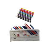 Stationery Filled White Zip 13x5" Pencil Case with Colouring Pencils