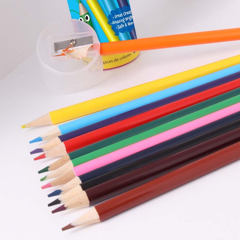 12 Full Size Colouring Pencils in Metal Tin Box with Sharpener