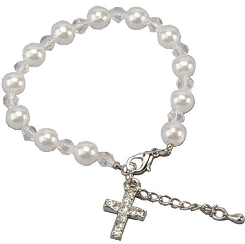 On Your Confirmation Child's Pearl and Cross Bracelet {DC}