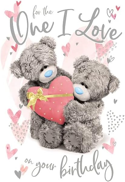 3D Holographic Hologram One I Love Bears Holding Heart Birthday Card 