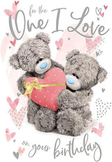 3D Holographic Hologram One I Love Bears Holding Heart Birthday Card 