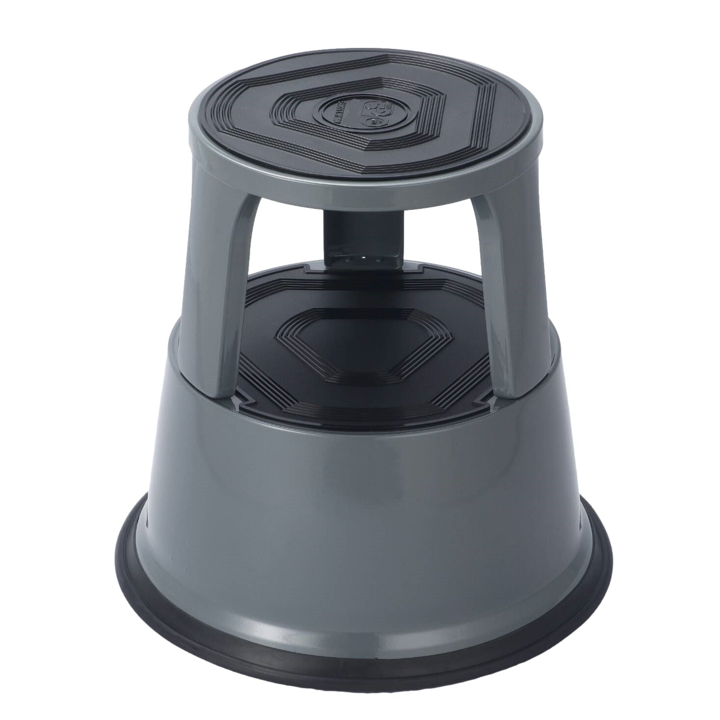 Dark Grey Metal Rolling Kick Step Stool with 150kg Capacity