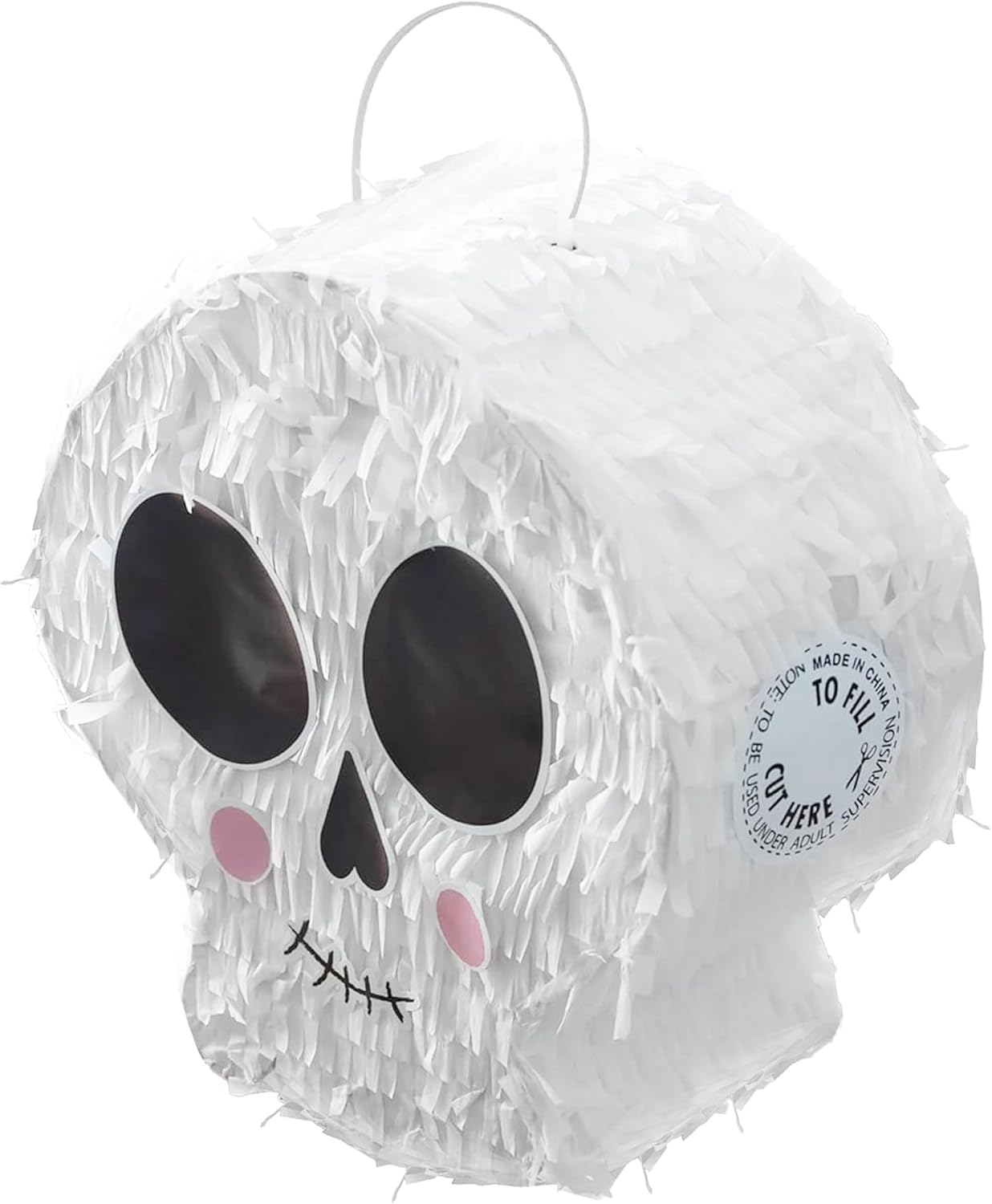 White Skull Shaped Pinata With Face Stickers Sp0210