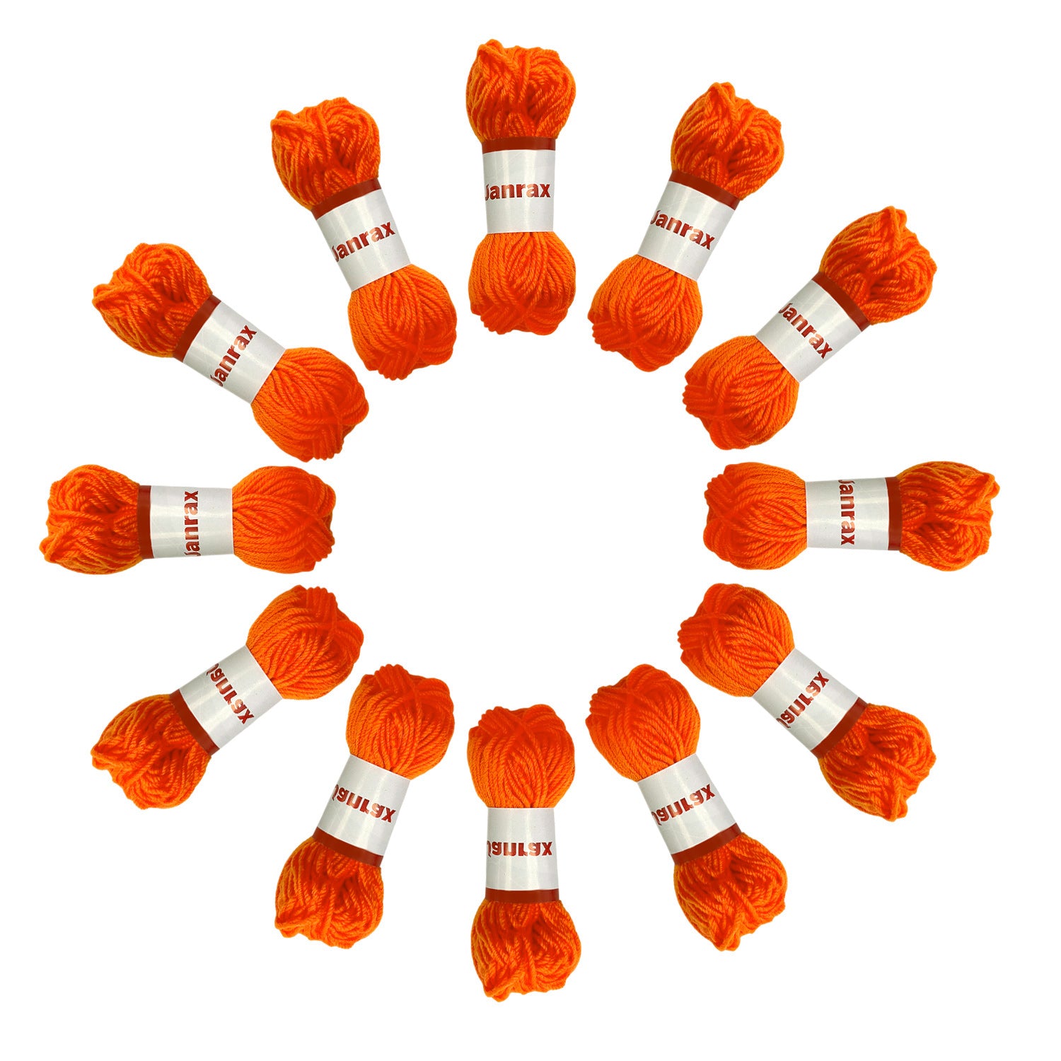 Pack of 5 Orange Acrylic Yarn Rolls – 10g each, 4 Strand 8 Ply Knitting Wool