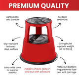 Blue Metal Rolling Kick Step Stool with 150kg Capacity