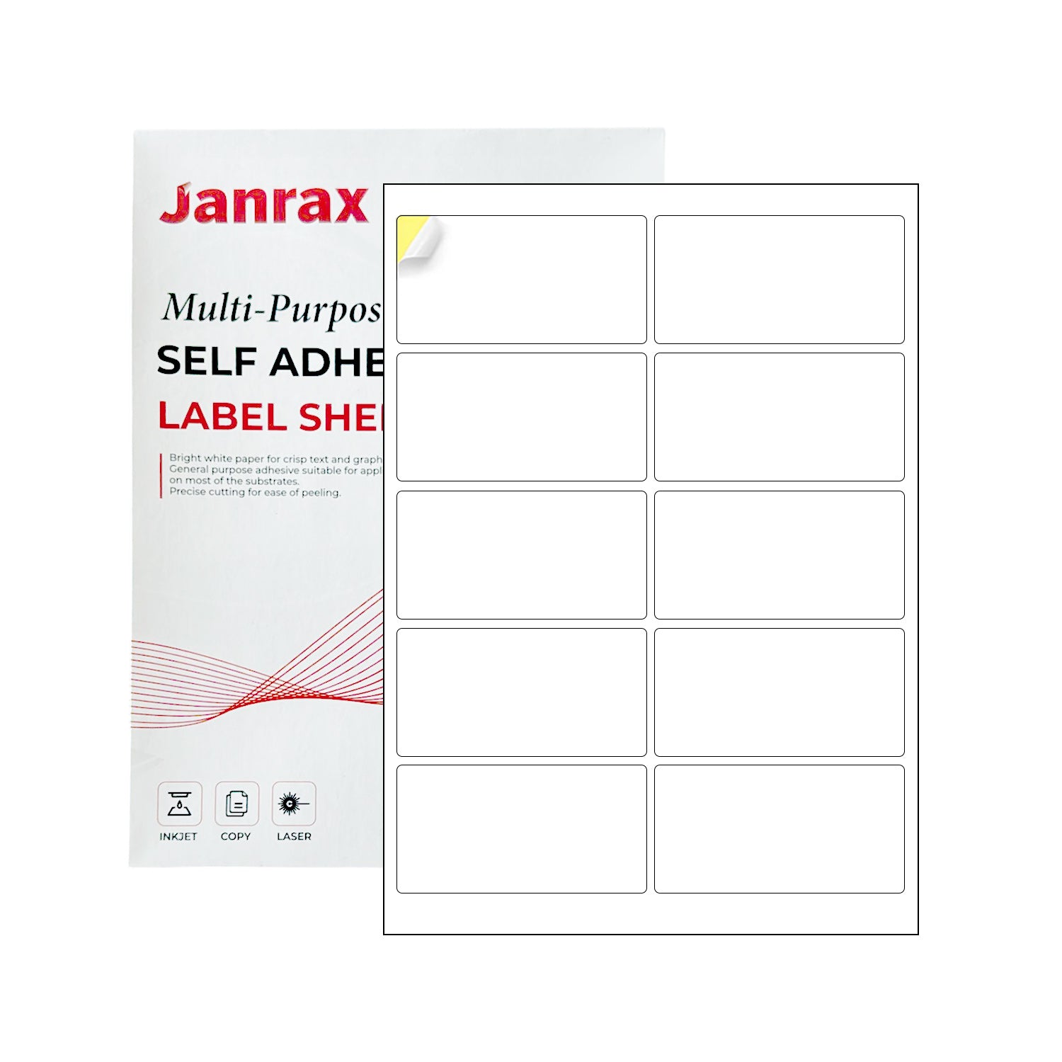 Pack of 1000 White 99x57mm Self Adhesive Labels (10 Labels per A4 Sheet)