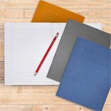 Janrax 9x7" Red 80 Page Feint Ruled with Margin Exercise Book WF Paper with 225gsm Manilla Cover