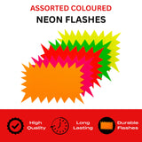Pack of 20 Assorted Coloured Neon Fluorescent Flashes 200 x 150mm