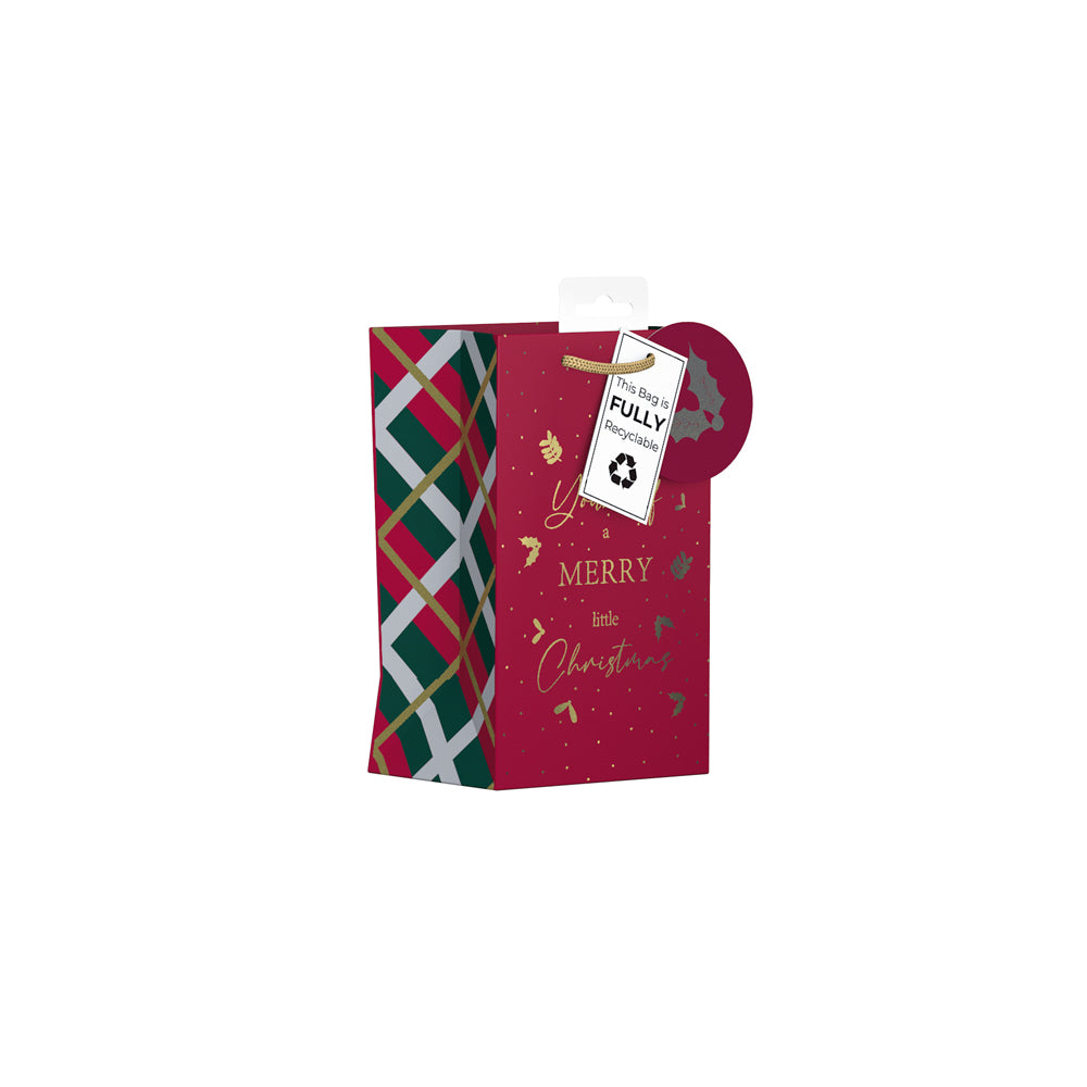 Have a Merry Little Christmas Tartan Design Small Christmas Gift Bag