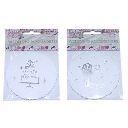 Pack of 24 Wedding Time Paper Coasters in White and Silver {DC}