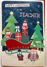 To My Teacher Happy Christmas School Thank you Appreciate Greeting Card