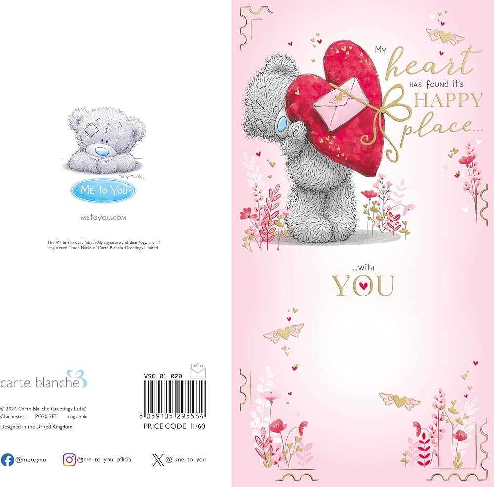 Bear Holding Up Big Heart Open Valentine's Day Card {DC}