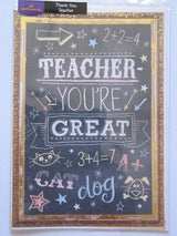 teacher you're great, Thank you teacher card 