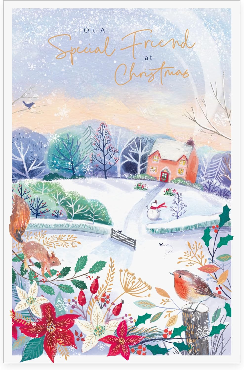 Squirrels In Winter Scene Design Special Friend Christmas Card
