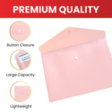 Pack of 12 A4 Assorted Light Pastel Coloured Soft Touch Plastic Document Wallets with Button Closure