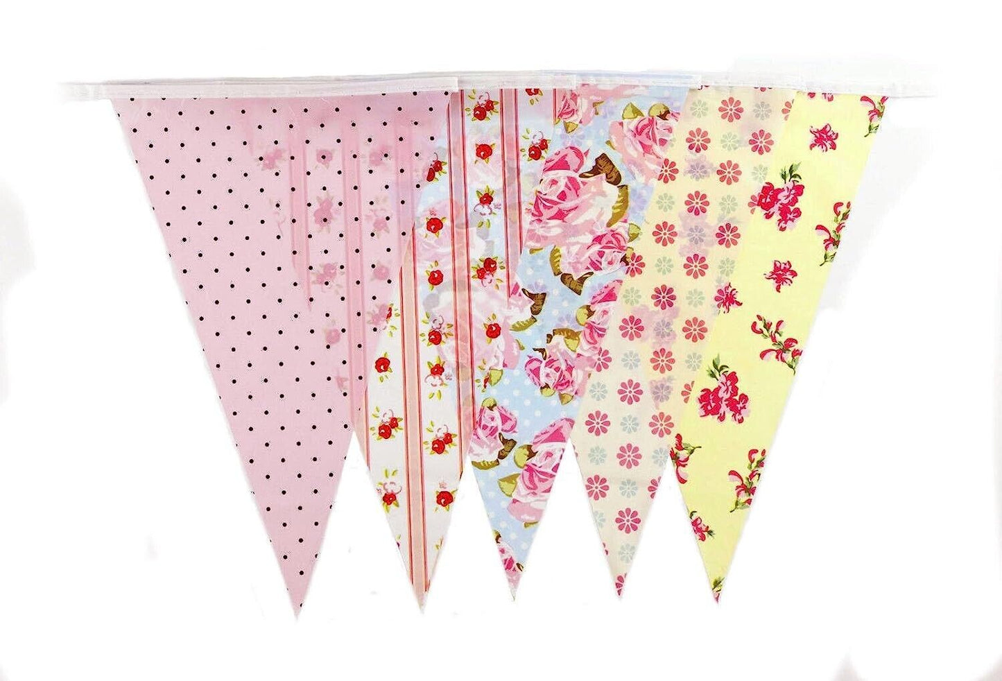 C1356 Yellow and Peach Shabby Chic Vintage Print Bunting with 35 Pennants