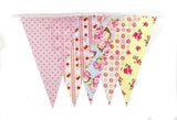 C1356 Yellow and Peach Shabby Chic Vintage Print Bunting with 35 Pennants