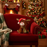 Christmas Reindeer in Santa Hat Plushie (9″/23cm) - Festive Cute Xmas Decoration Gift Holiday Celebrations