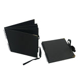 30 Sheets 20x20cm Spiral Bound 180gsm Black Scrapbook with Ribbon Closure and Metal Corners