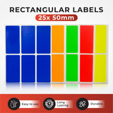 Pack of 24 Fluorescent Green 25x50mm Rectangular Labels - Adhesive Stickers