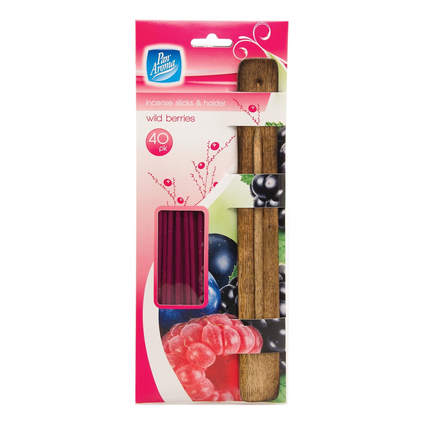Pack of 40 Pan Aroma Wild Berries Incense Sticks & Holder {DC}