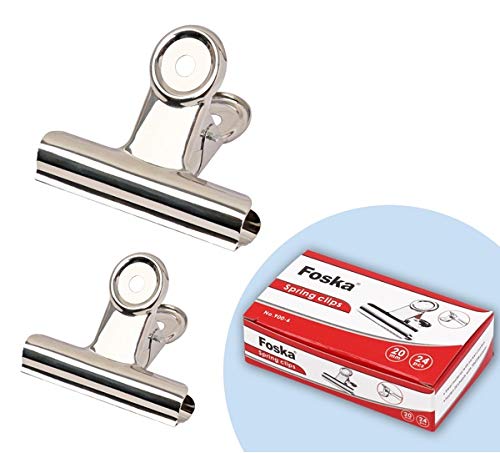 Pack of 12 Metal 63mm Spring Binding Grip Clips