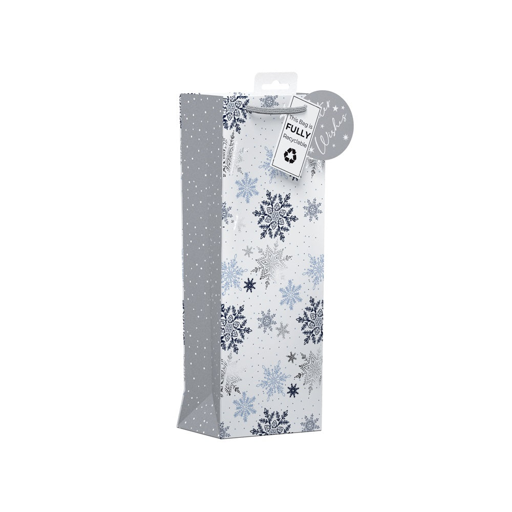Falling Snowflake Bottle Christmas Gift Bag