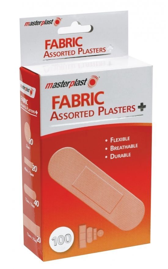MasterPlast Fabric Assorted Plasters Box 100 - Flexible, Breathable & Durable