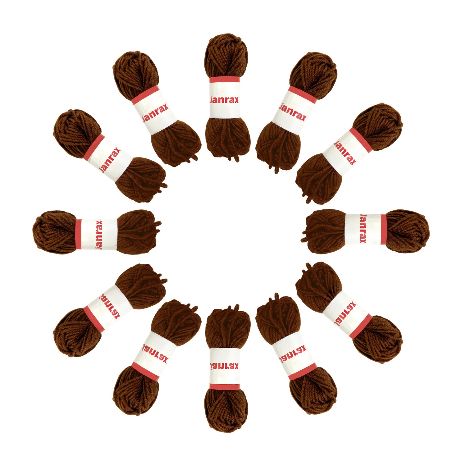Pack of 5 Brown Acrylic Yarn Rolls – 10g each, 4 Strand 8 Ply Knitting Wool