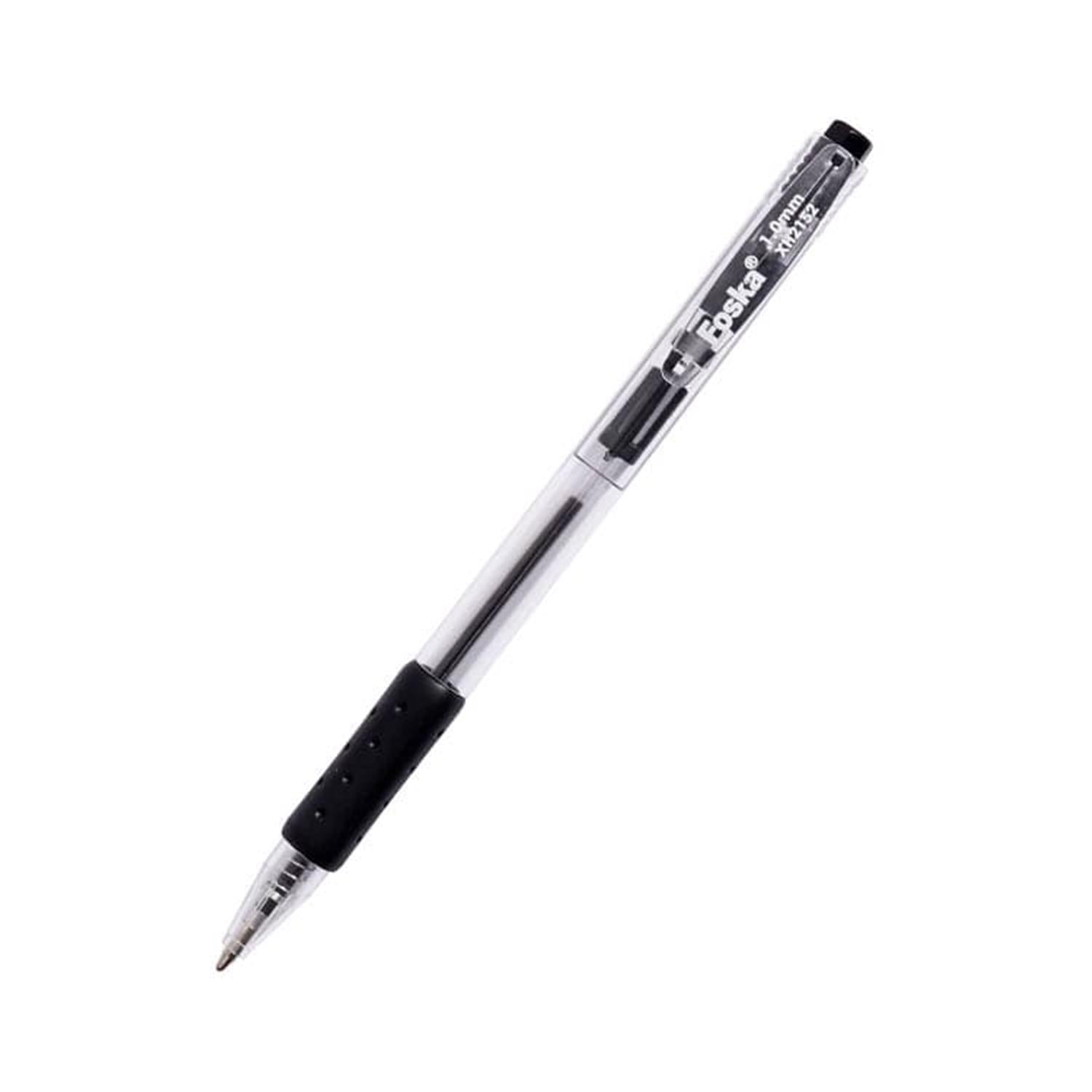 Pack of 12 Retractable Design Rolling Black Ball Pens