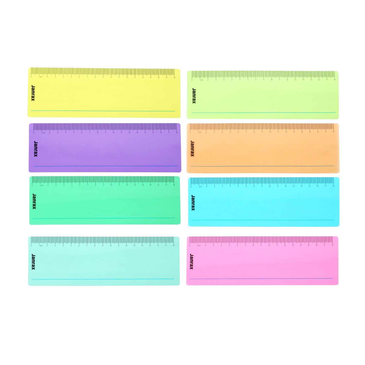 Pack of 8 Assorted Coloured 191x70mm Dyslexia Overlay Reading Rulers – PET Material, Rounded Corners