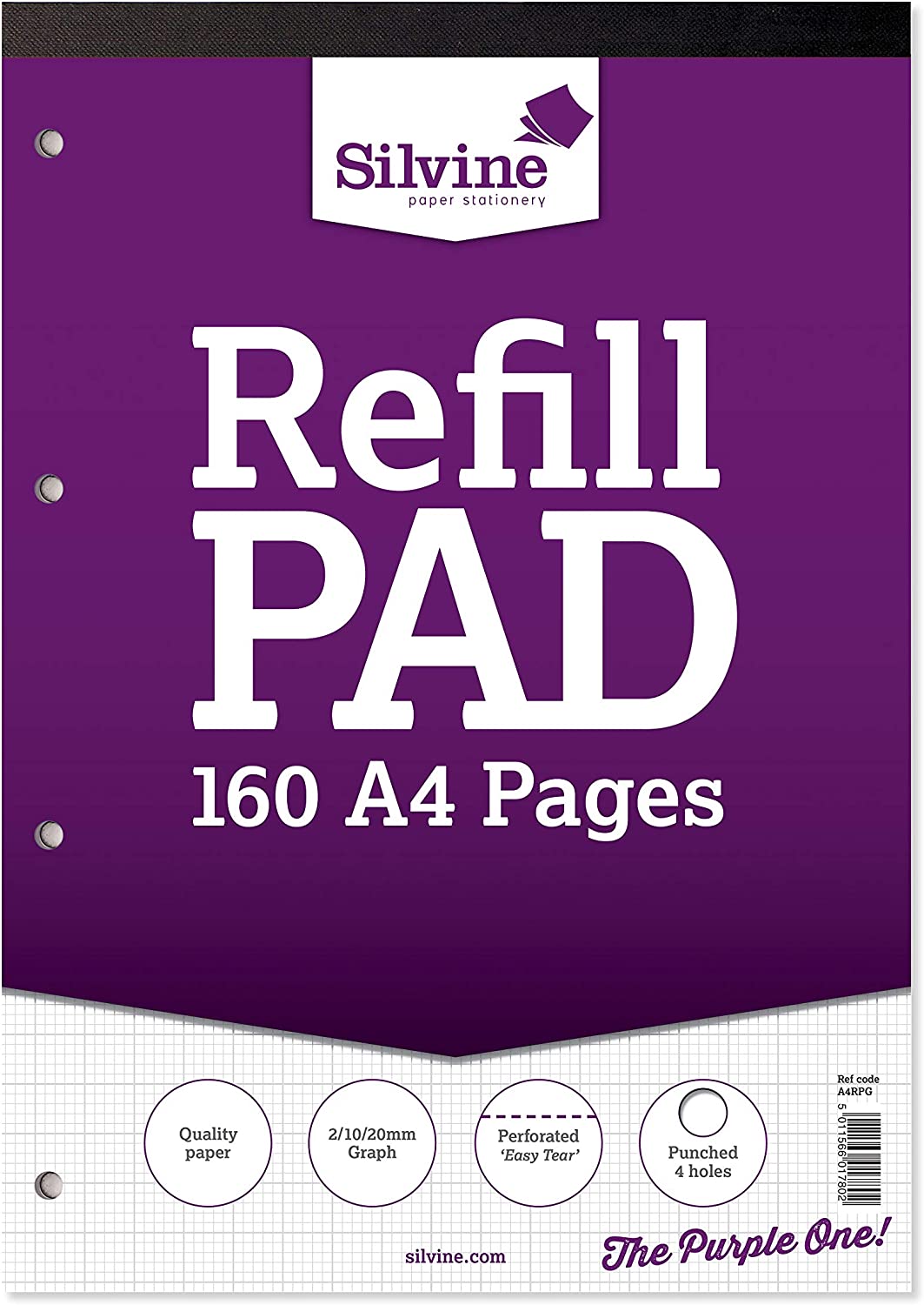 A4 Graph 160 Page Purple Refill Pad (210 x 297mm)