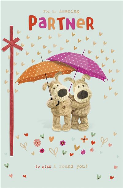 Boofles Holding Umbrella Partner Valentine's Day Card 