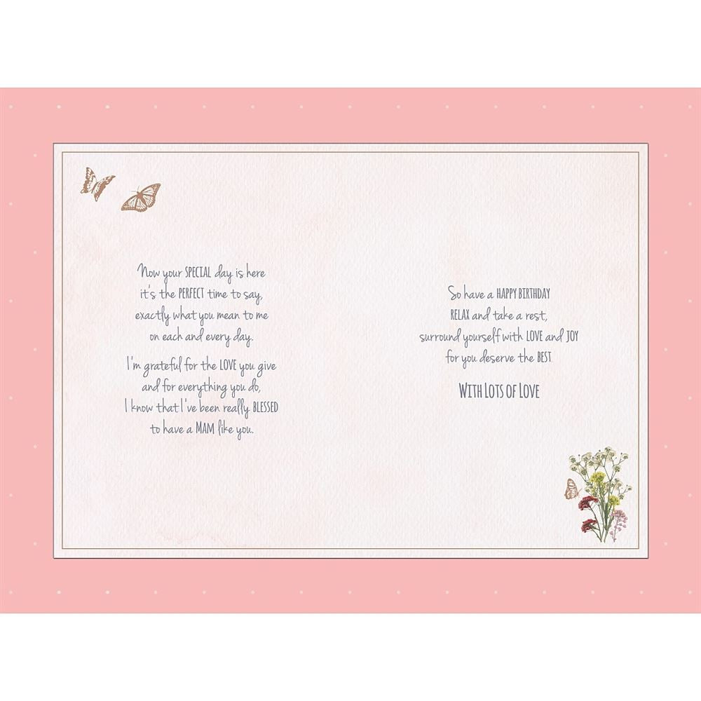 Mam Birthday Card Floral Hanging Basket Design 