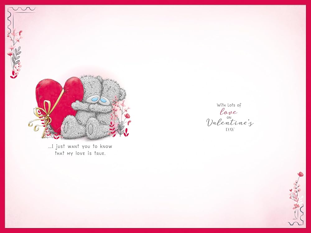 Bears With Big Red Heart For the One I Love Valentine's Day Card With Paper Insert
