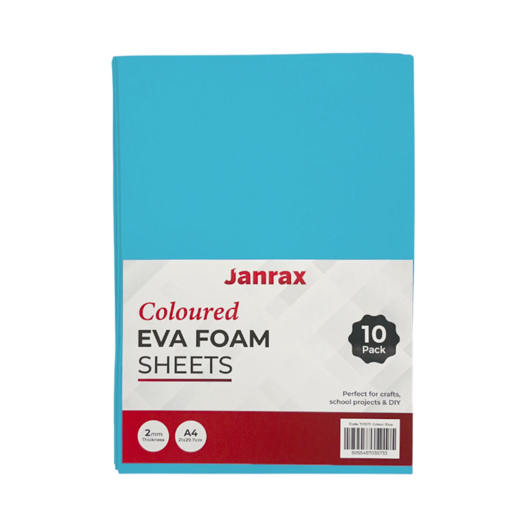 Pack of 10 A4 Turquoise Coloured EVA Foam Sheets