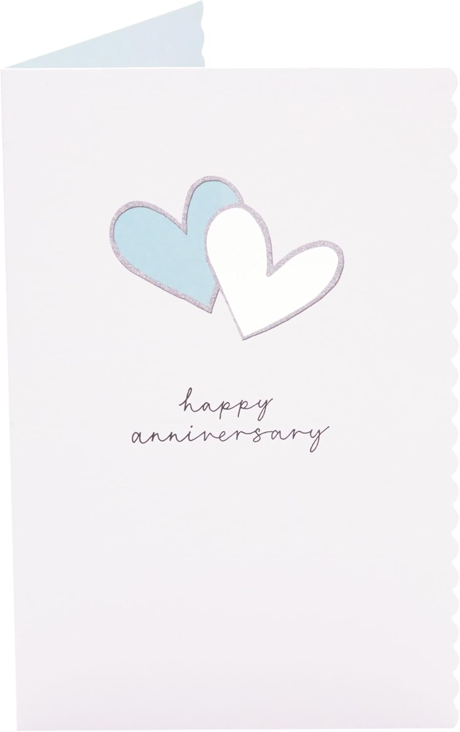Dual Blue Hearts Die Cut Design Anniversary Card
