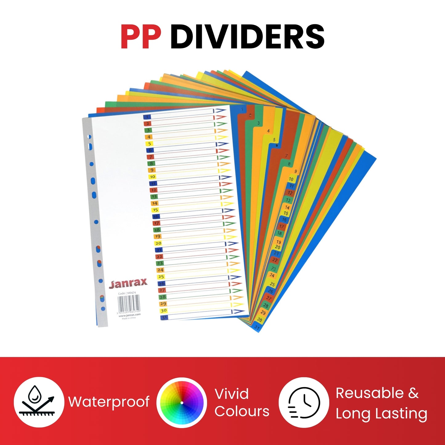 A4 A-Z 20 Part Polypropylene Dividers with Reinforced Index Cover