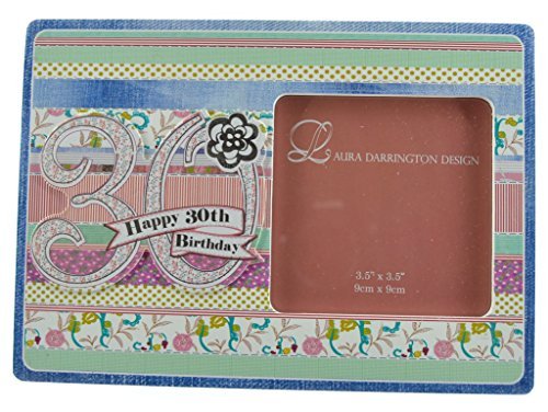Laura Darrington Patchwork Collection 19cm Wooden Photo Frame - Happy 30th Birthday