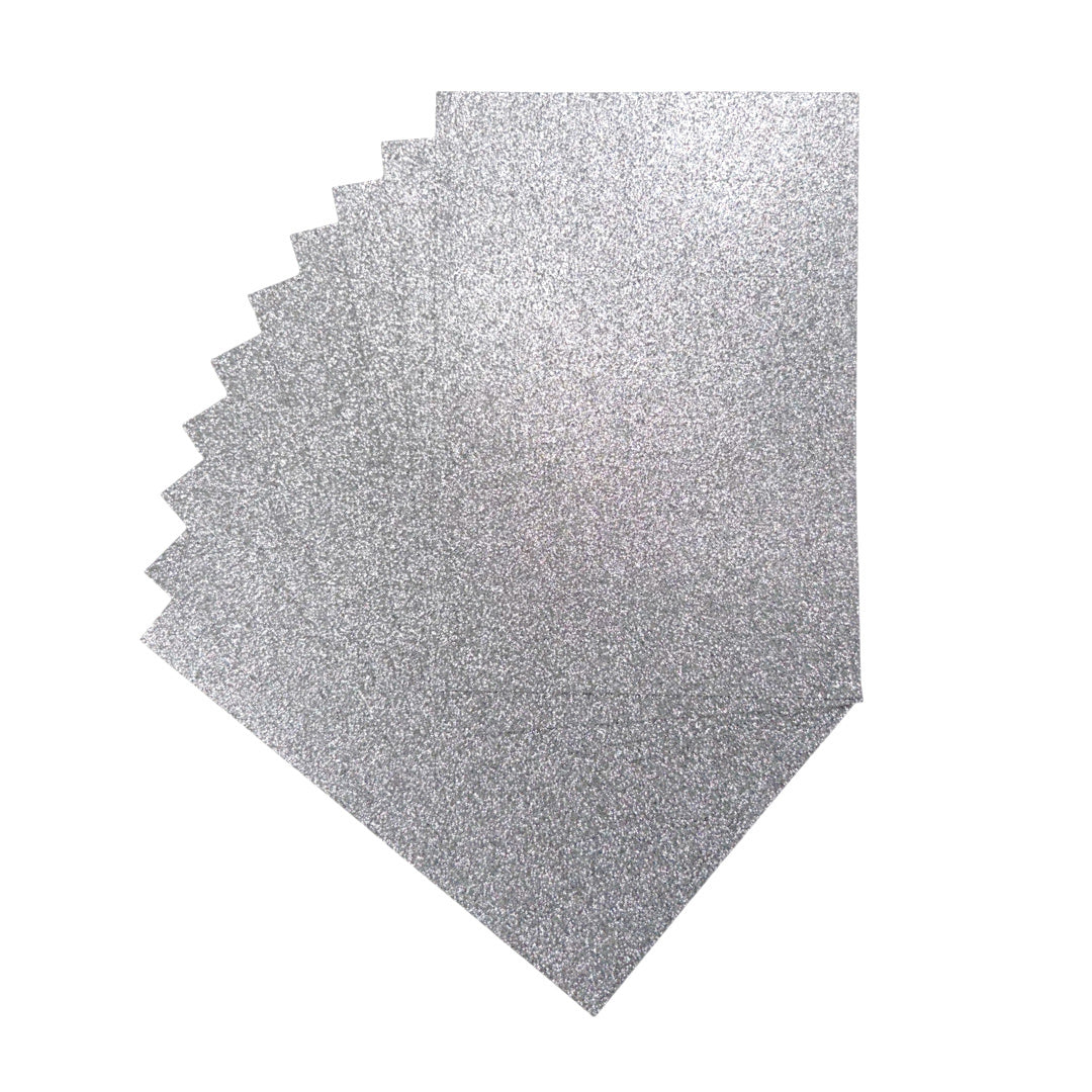 Pack of 10 A4 Silver Glitter EVA Foam Sheets