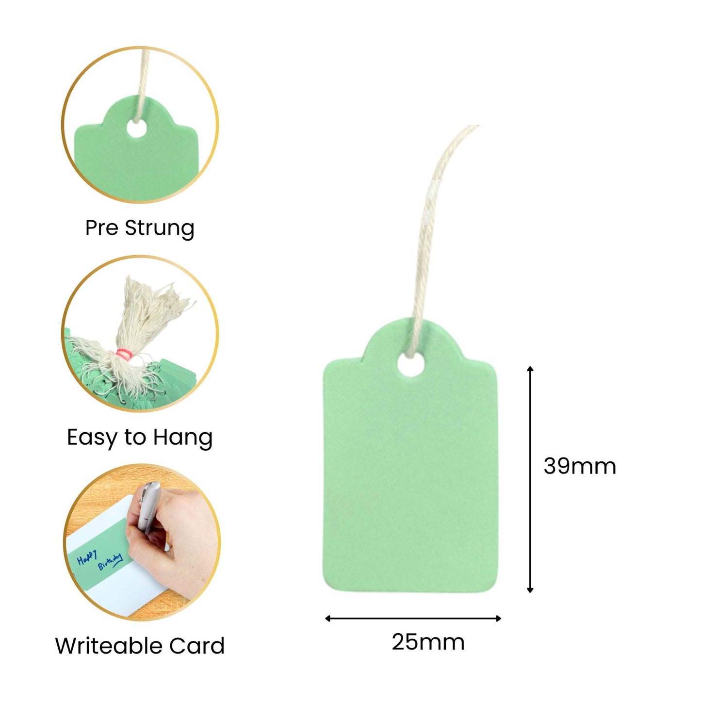 Pack of 100 Medium Red Strung Tags 25 x 39mm
