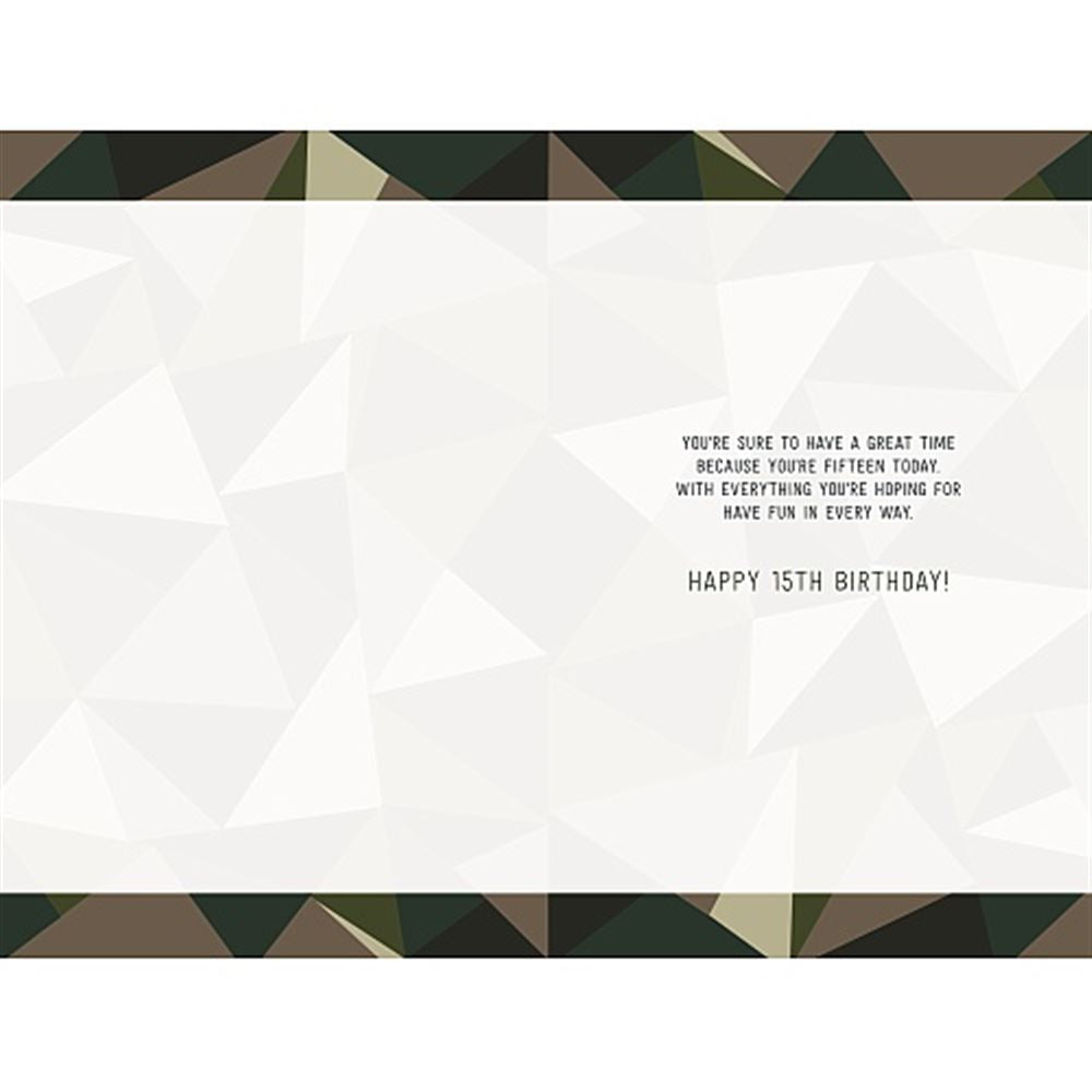 Camouflage Look Geometric Design 15th Birthday Card