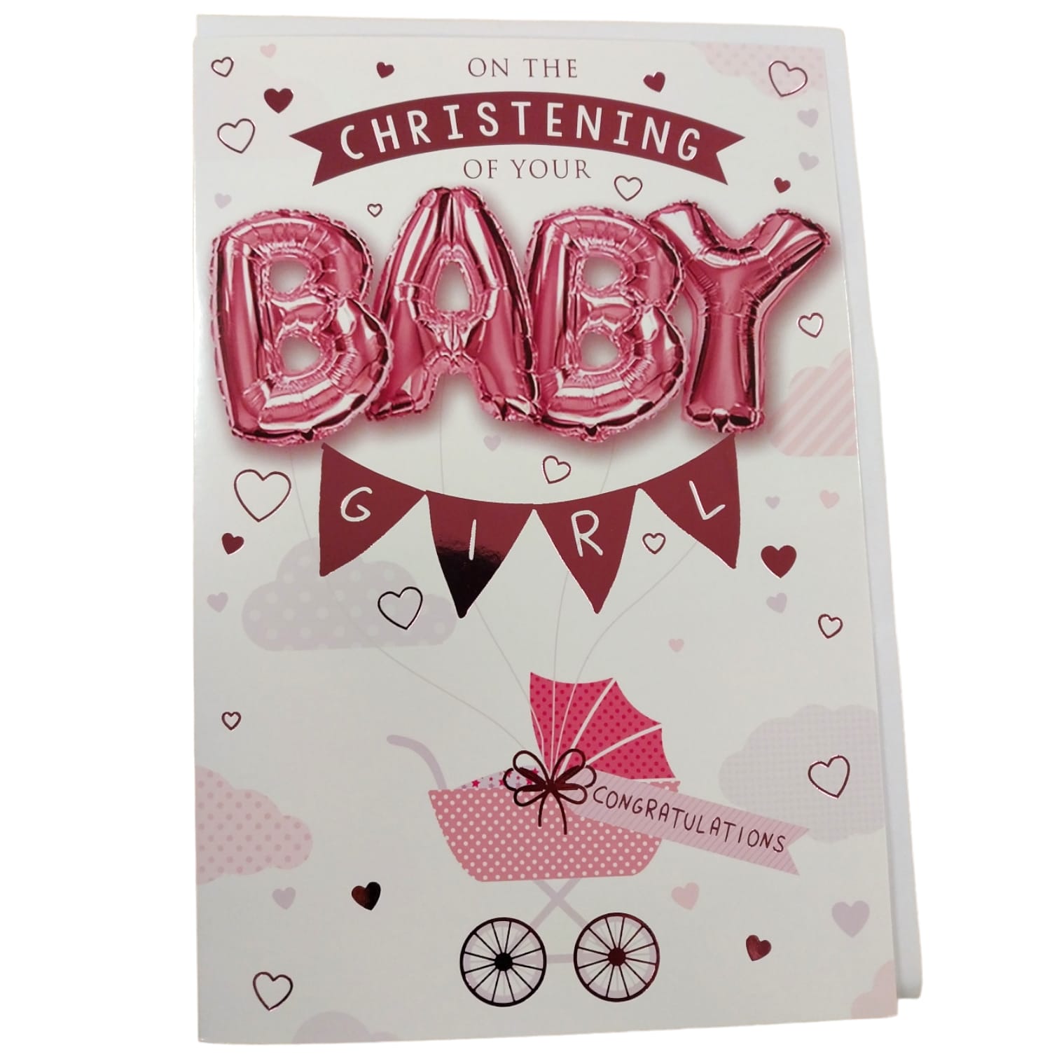 On the Christening of your Baby Girl Balloon Boutique Greeting Card