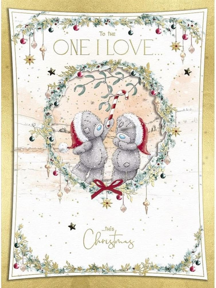 Bears With Candy Cane One I Love Giant Luxury Boxed Christmas Card