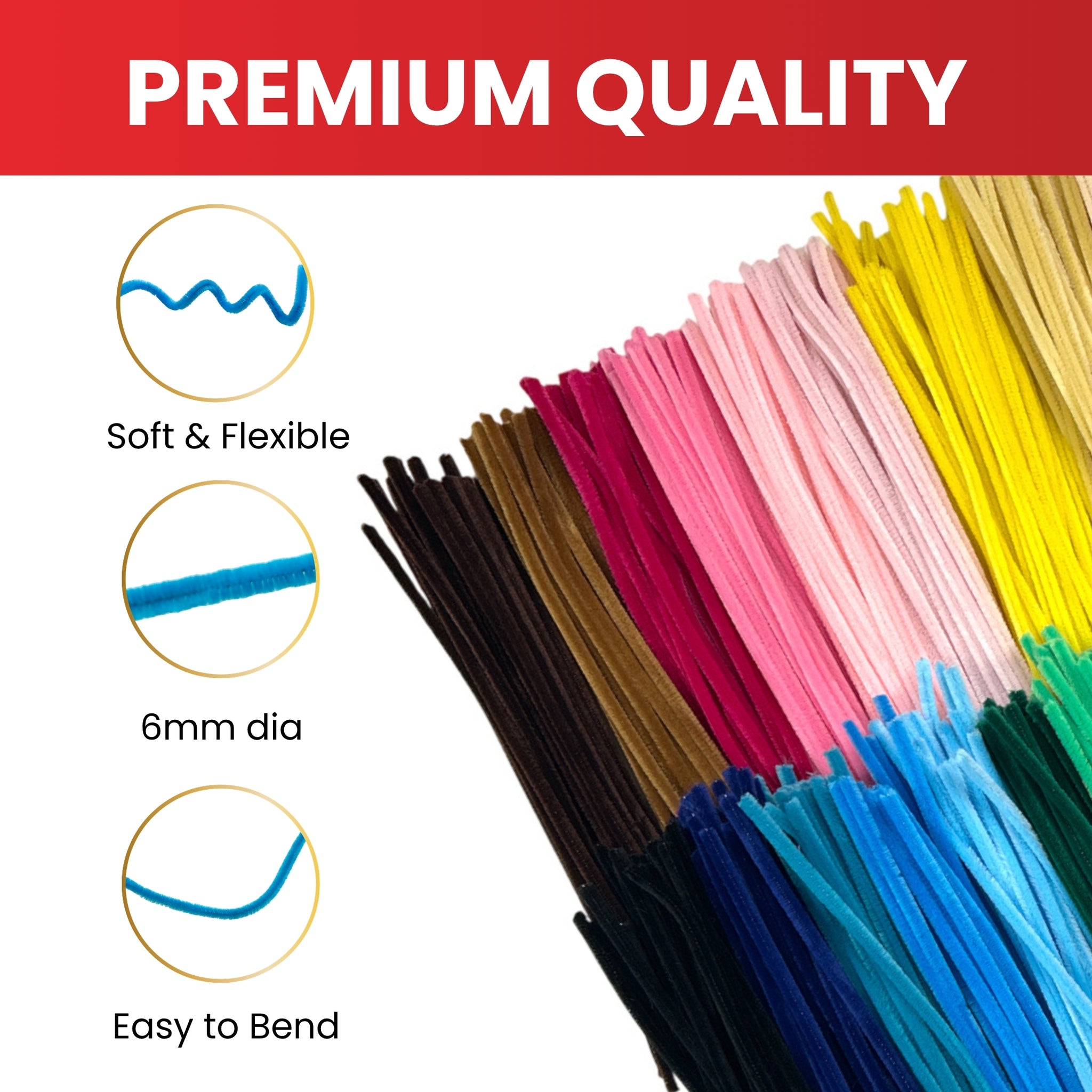 Pack of 50 Dark Blue Coloured Pipe Cleaners 30cm x 6mm Craft Chenille Stems
